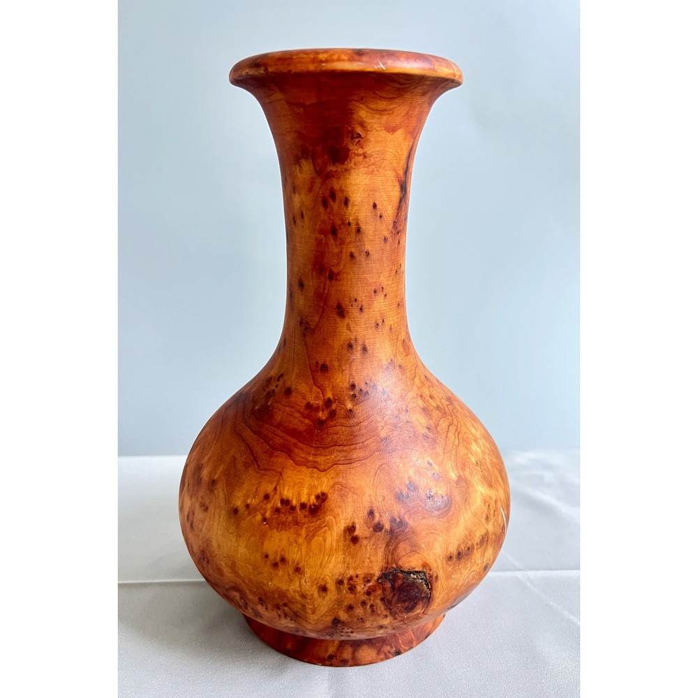 Turned Wood Vase Shan Mu? Core Root Crafts Organic Modern Sculptural Decor 9.5"